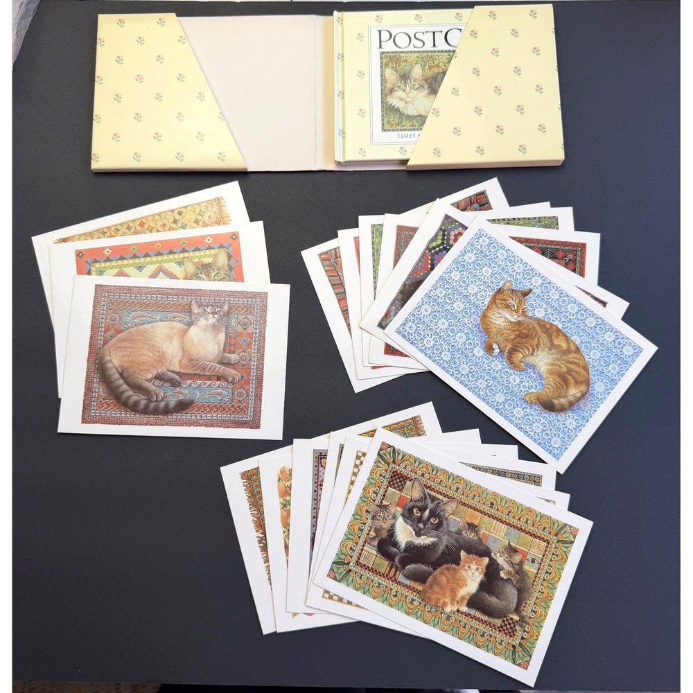 Lesley Anne Ivory Postcats Postcard Set Book Vintage Cat Art Stationery Gift 15c